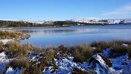 Cowm Reservoir, in Whitworth, Rossendale, lies within the South Pennines Heritage Area of Lancashire