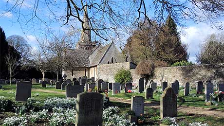 All Saints Churchyard, in the Cotswold village of Down Ampney, Gloucestershire.
